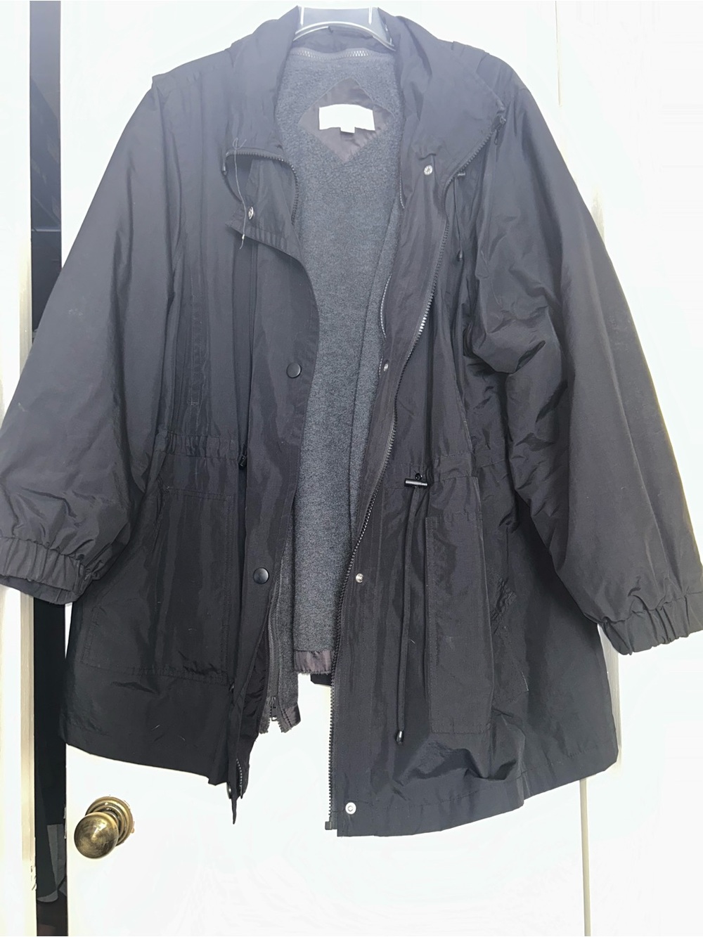Woman Within Black Hooded Anorak Jacket, 3X